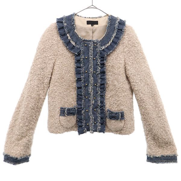☆TO BE CHIC(トゥービーシック)ノーカラー ビジューワンピース