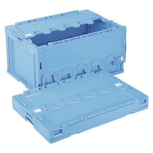 岐阜プラスチック工業 折りたたみコンテナー ブルー フタ付 CF-S76NR(06748)