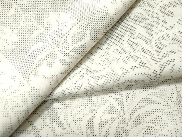 平和屋着物●本場大島紬　白大島　9マルキ　花唐草文　正絹　逸品　CAAS6791yc 平和屋着物○本場大島紬 白大島 9マルキ 花唐草文 正絹 逸品