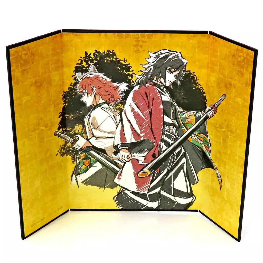 鬼滅の刃 柱稽古編 柱描き下ろしイラスト 全集中展 色紙 義勇実弥錆兎玄弥誕生日 鬼滅の刃 柱稽古編 柱描き下ろしイラスト 義勇と錆兎 背景付き