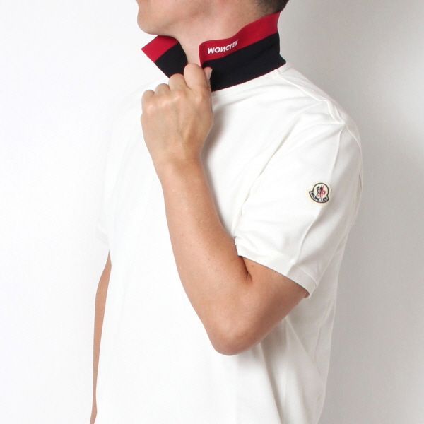 美品 MONCLER モンクレール ポロシャツ L ホワイト ワッペン 鹿の子 25SSモデル モンクレール MONCLER カラー襟刺しゅう+ワッペン 鹿の子