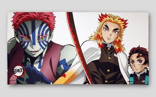 鬼滅の刃 ポートレイトバスタオル 煉獄杏寿郎 ＆ 竈門炭治郎 vs 猗窩座 サイズ タテ約600mm×ヨコ約1200mm