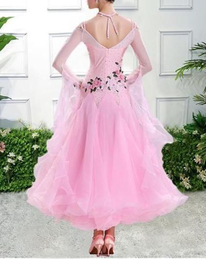 新品未使用社交ダンスドレス モダンダンス 刺繍 バラ スタンダード