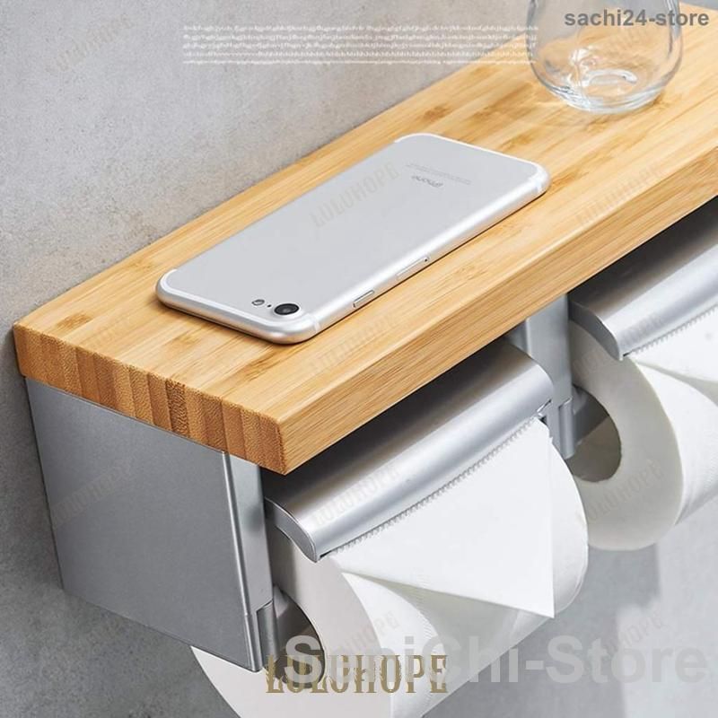 トイレットペーパーホルダー多機能レトロスタイルラック木製南収納壁ダブルマウントペーパータオルラック木製収納棚レトロバスルームラック