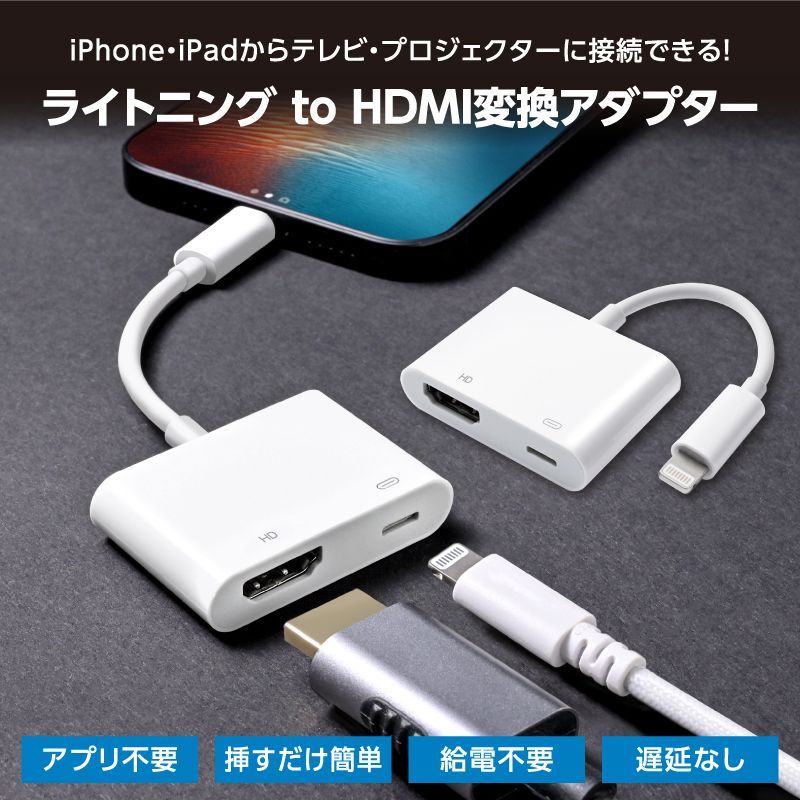 iPhone iPad 用 HDMI変換アダプタ ホワイト【SUMO0984/コンパクト】[OJ