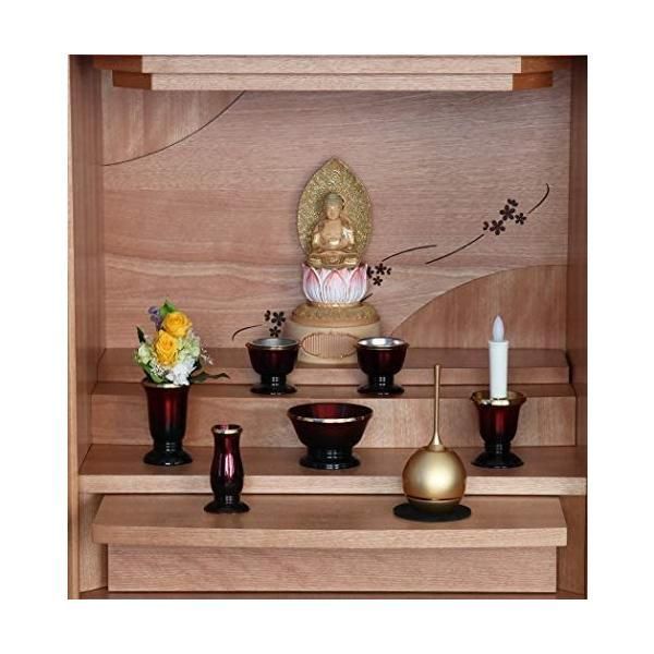 仏具6点+おりんセット 銀河 ワインレッド 2.5寸 + たまゆらりん 1.8寸 金 (りん台：紫檀×りん棒：花梨)GW2-T18G 仏具6点+おりんセット 銀河 ワインレッド 2.5寸 + たまゆらりん 1.8