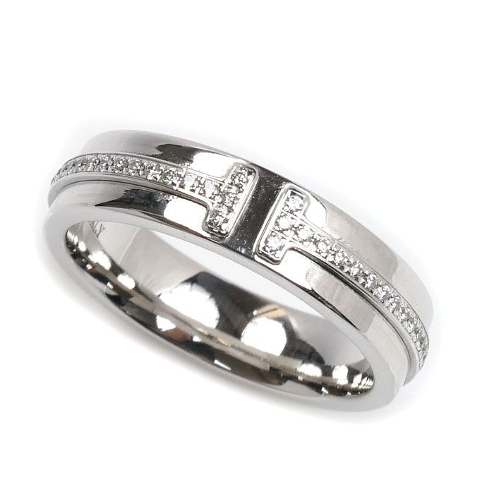 TIFFANY-Co. ティファニー K18WG ホワイトゴールド T TWOナロー リング 指輪 60151270 ダイヤモンド 9号 5.8g レディース