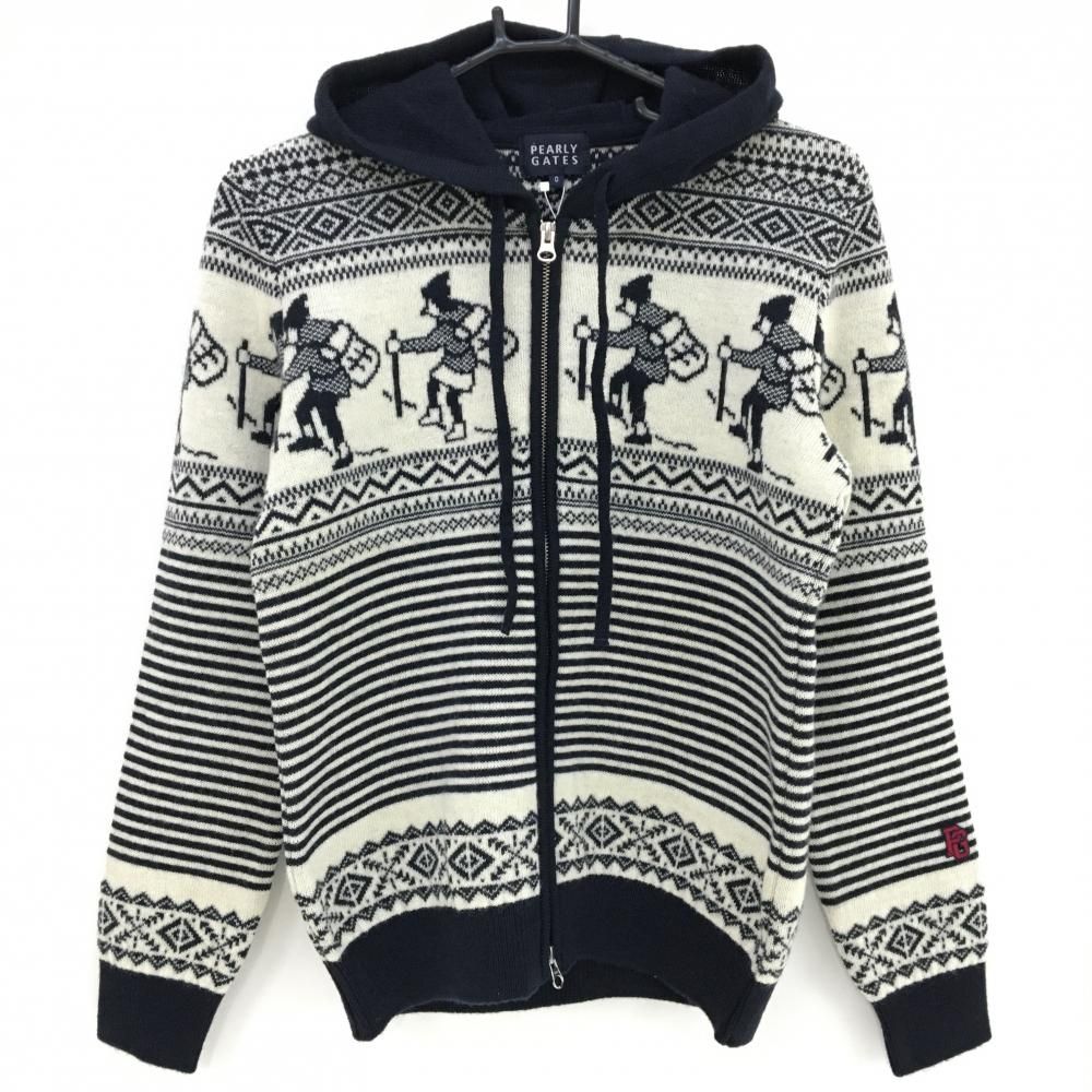 パーリーゲイツ　ゴルフウェア　ニットブルゾン　秋冬　防寒　アーガイル柄　サイズ6 パーリーゲイツ ゴルフウェア ニットブルゾン 秋冬 防寒 アーガイル柄