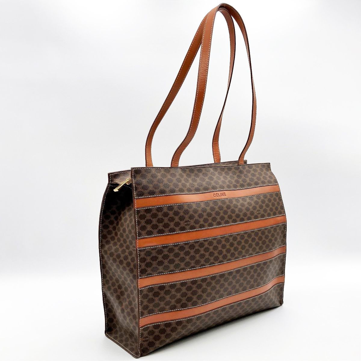 ◇セリーヌ CELINE MC96 マカダム柄 ショルダートートバッグ ダーク