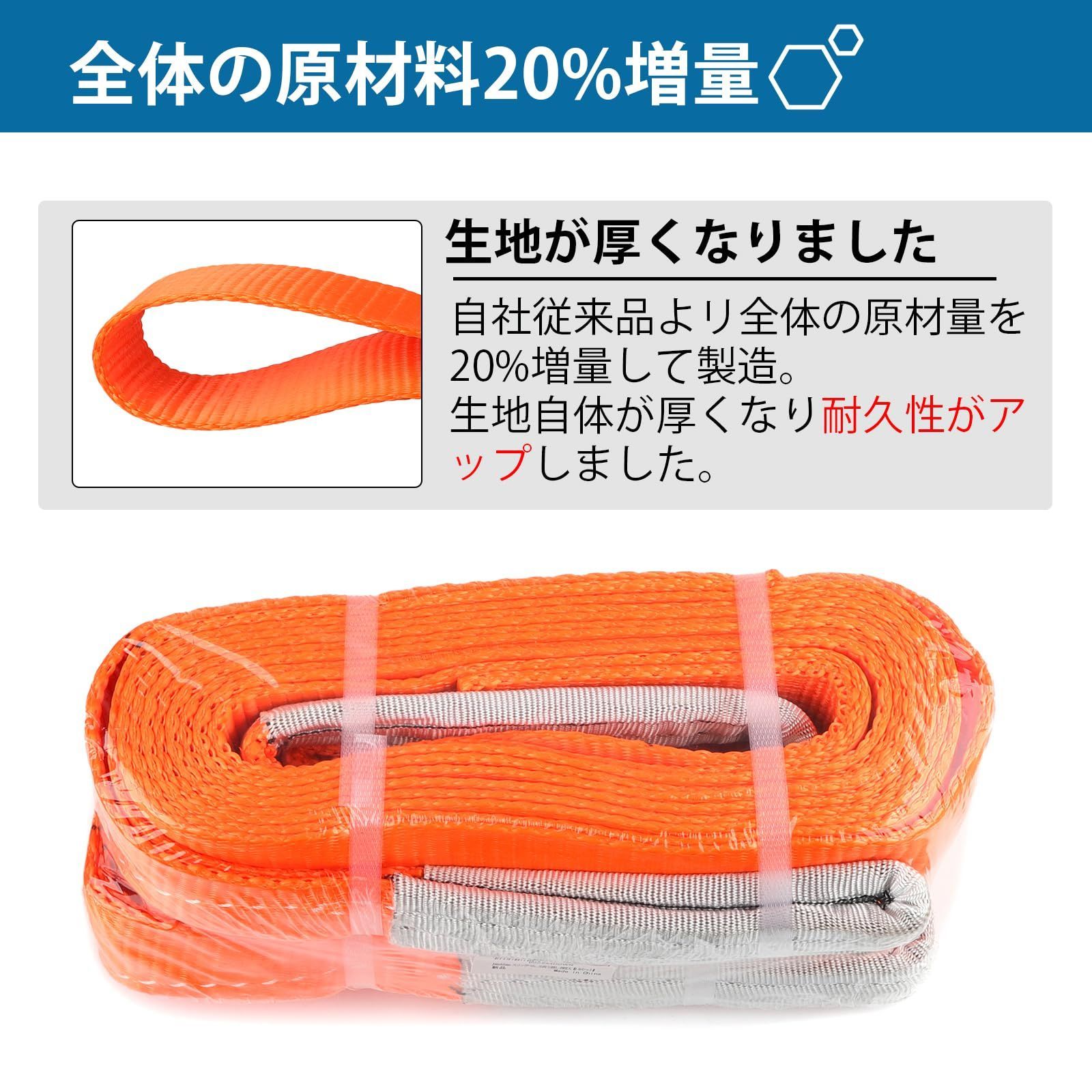 ヘリックス 牽引 吊上げ ナイロンスリング 使用荷重150kg 幅6mm