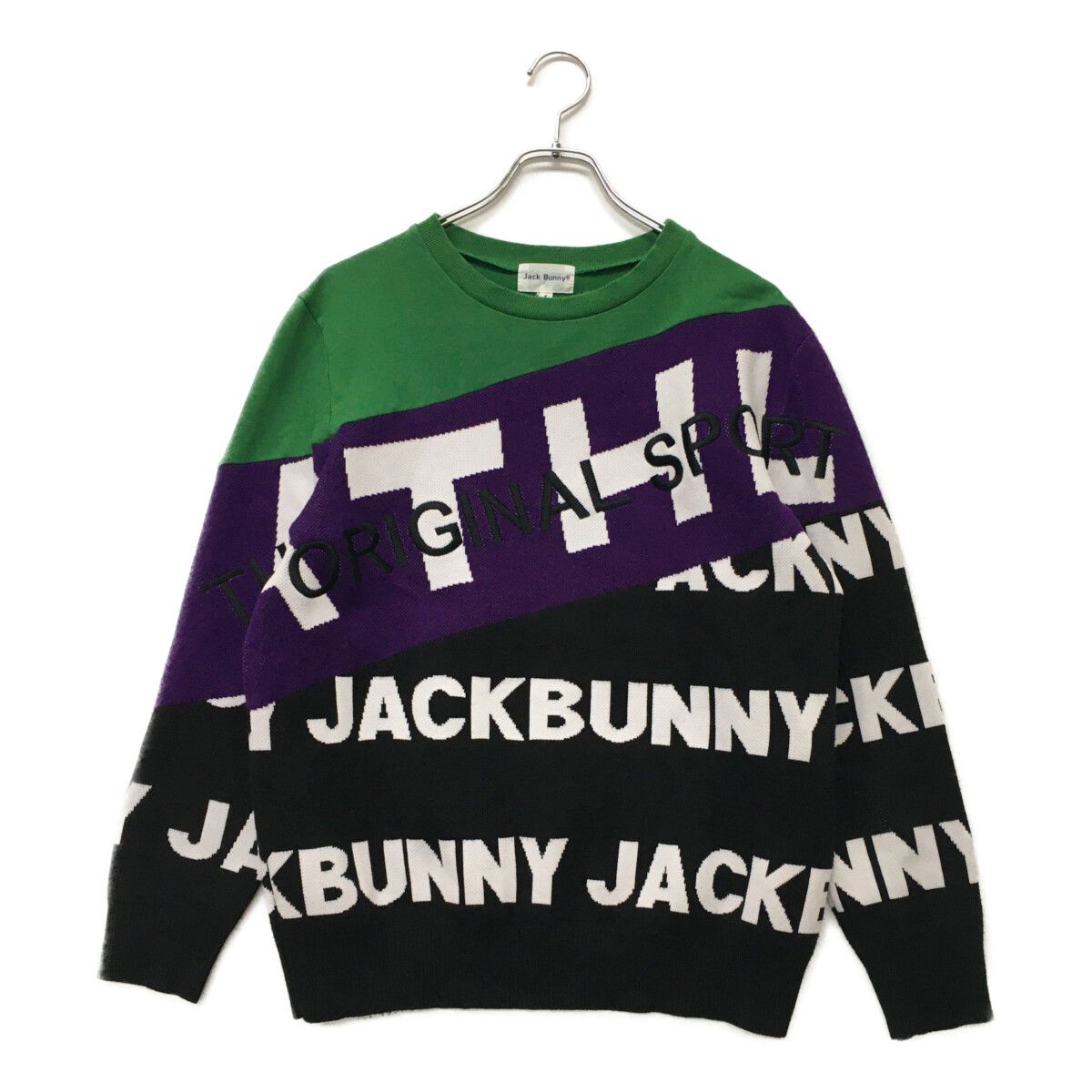 Jack Bunny ジャックバニー メンズ ニット セーター サイズ4(M) メンズ ジャックバニー Jack Bunny!! セーター 4(M) 緑×紫×黒 ロゴ柄