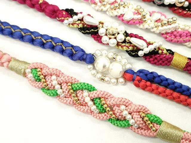 平和屋着物 和装小物 振袖用飾り付き帯締め10本セット パール 花 ハート 金糸 CAAX8191ju