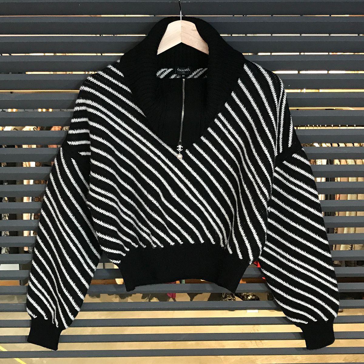 超美品】シャネル ココマーク ハーフジップ ニットセーター ブラック 