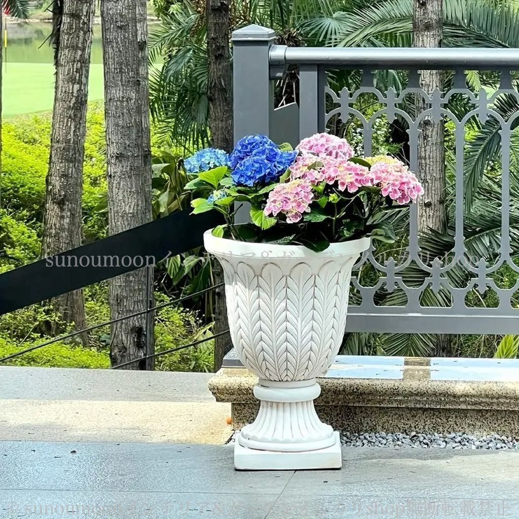 プランター 鉢植え 白 ガーデニング お洒落 石膏 ガーデン ローマ風 雑貨 ホワイト 排水穴付き 4-7 おしゃれ ガーデン雑貨 植木鉢 ヴィンテージ調 エレガント ガーデンインテリア インテリア 庭の装飾