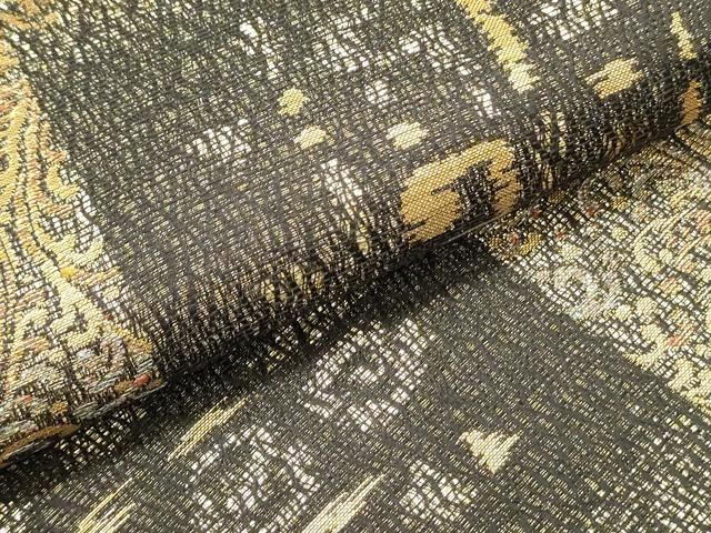 平和屋着物○六通柄袋帯 紬地 変わり市松文 金糸 正絹 逸品