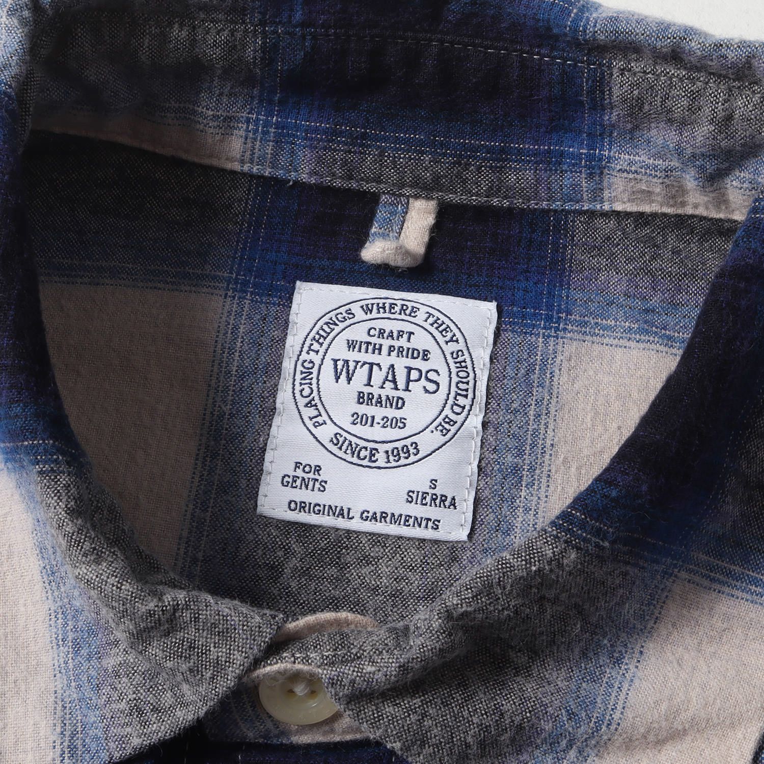 WTAPS ダブルタップス シャツ サイズ:S オンブレチェック フランネルシャツ VATOS L/S ネイビー ベージュ トップス カジュアルシャツ 長袖【メンズ】