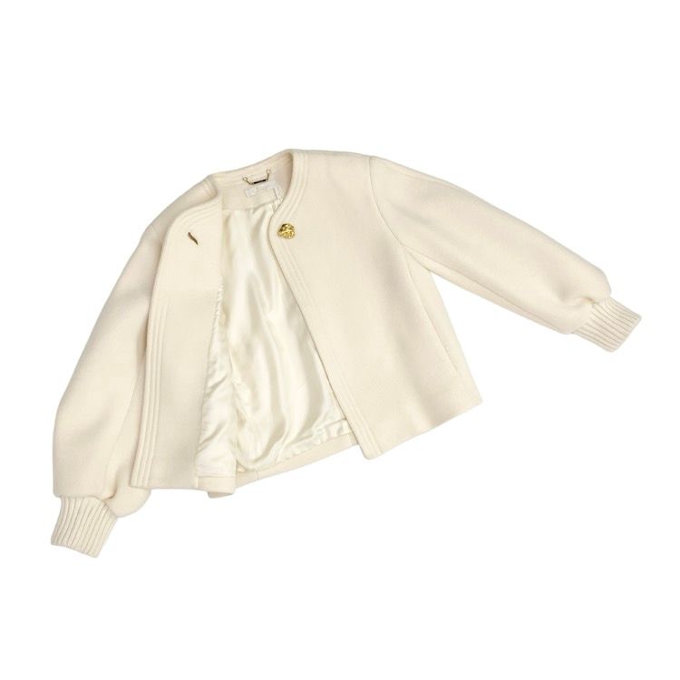 Chloe ホワイト ノーカラージャケット Chloe ホワイト ノーカラージャケット