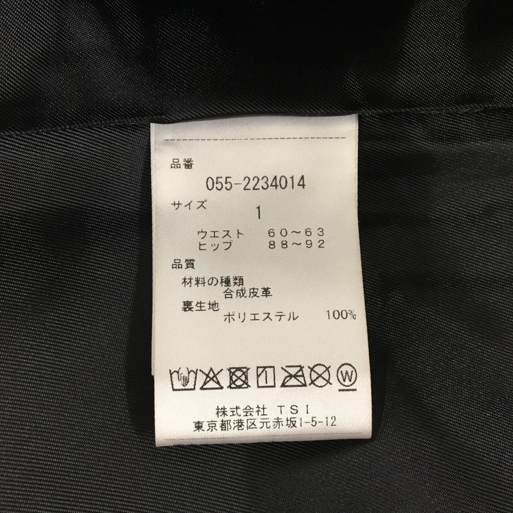 新品】パーリーゲイツ プリーツスカート 黒×白 ウエストロゴ 光沢感 合