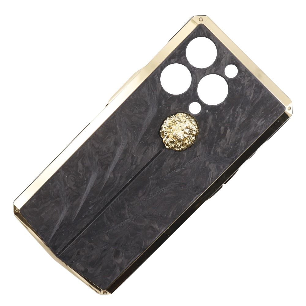 GOLDEN CONCEPT ゴールデンコンセプト RACING SPORT CARBON 15 LION-TIGER EDITION iPhone15 Proケース G Lion ステンレススチール×カーボン 黒|ゴールド _ スマホケース