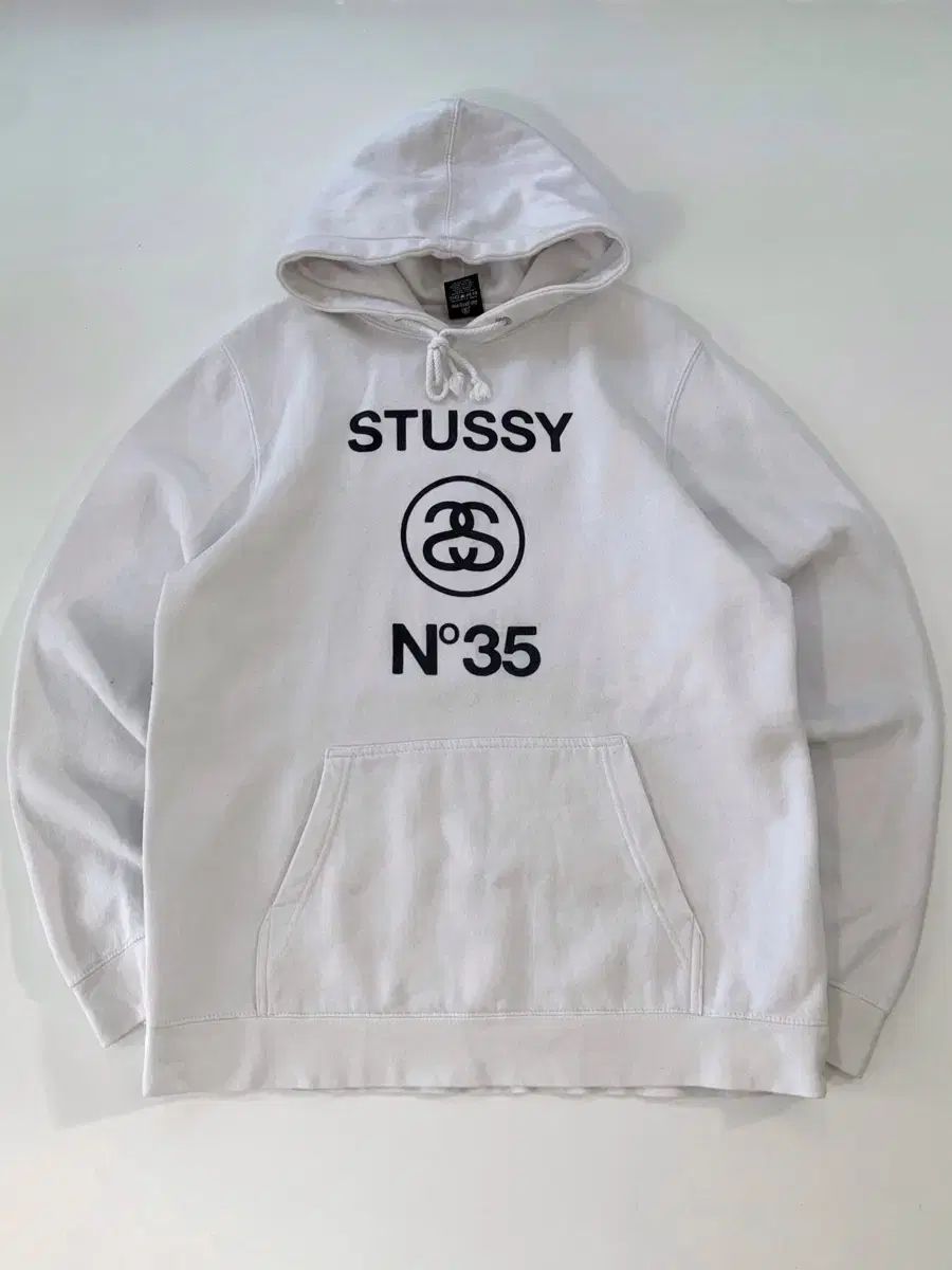 STUSSY ステューシー x FRAGMENT DESIGN フラグメント デザイン ルーズフィット 白 リンク スウェット フード