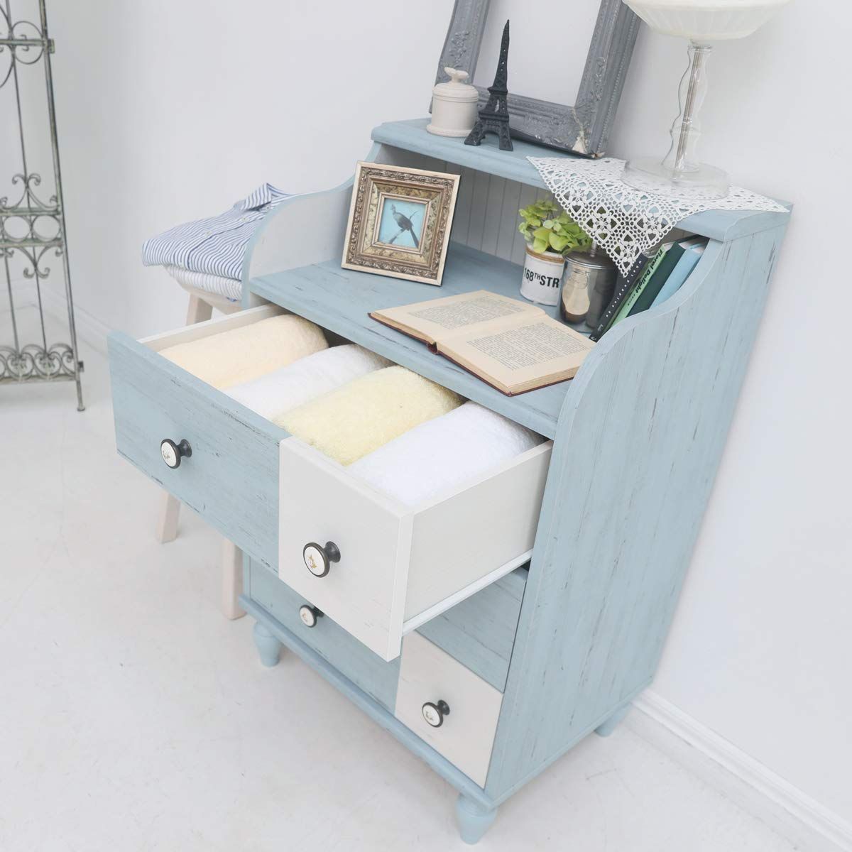 在庫処分】収納 ペールブルー 衣類 幅56.6 タンス 高さ88.4 チェスト