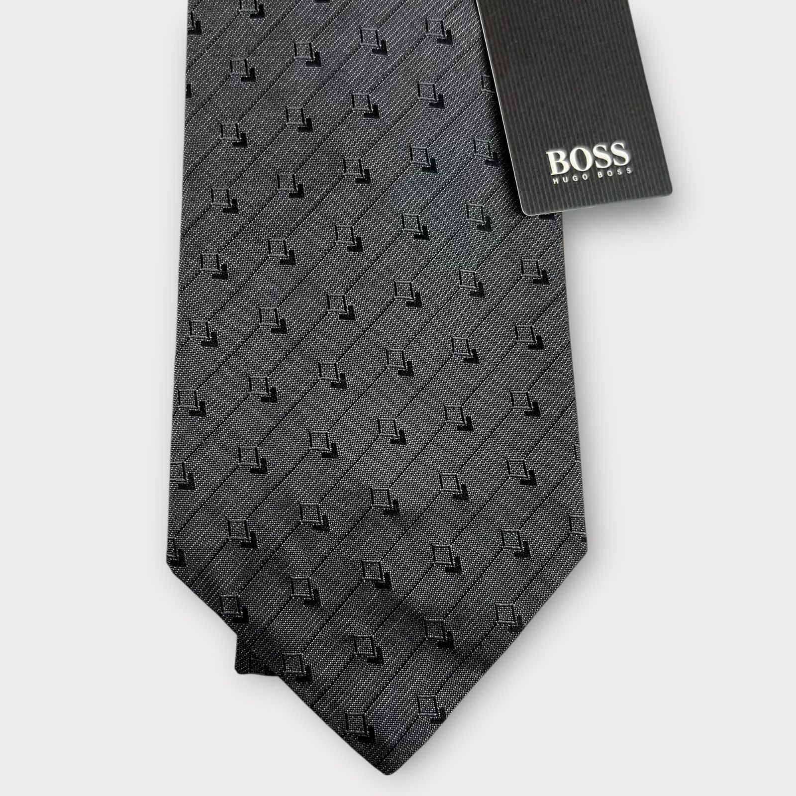 未使用品 HUGO BOSS ネクタイ ヒューゴボス シルク ブラック グレー 美 