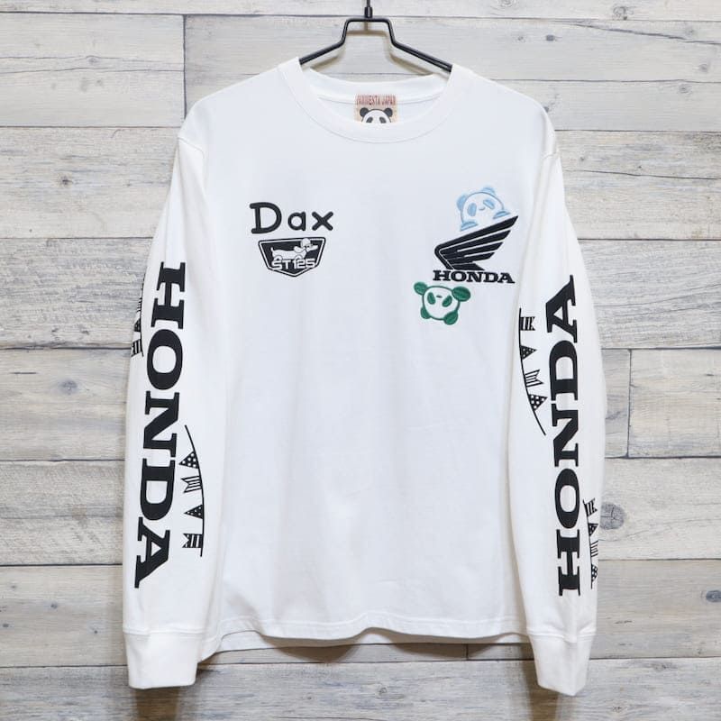 PANDIESTA HONDA 白 M コラボ DAX125 長袖Tシャツ 刺繍コットン100