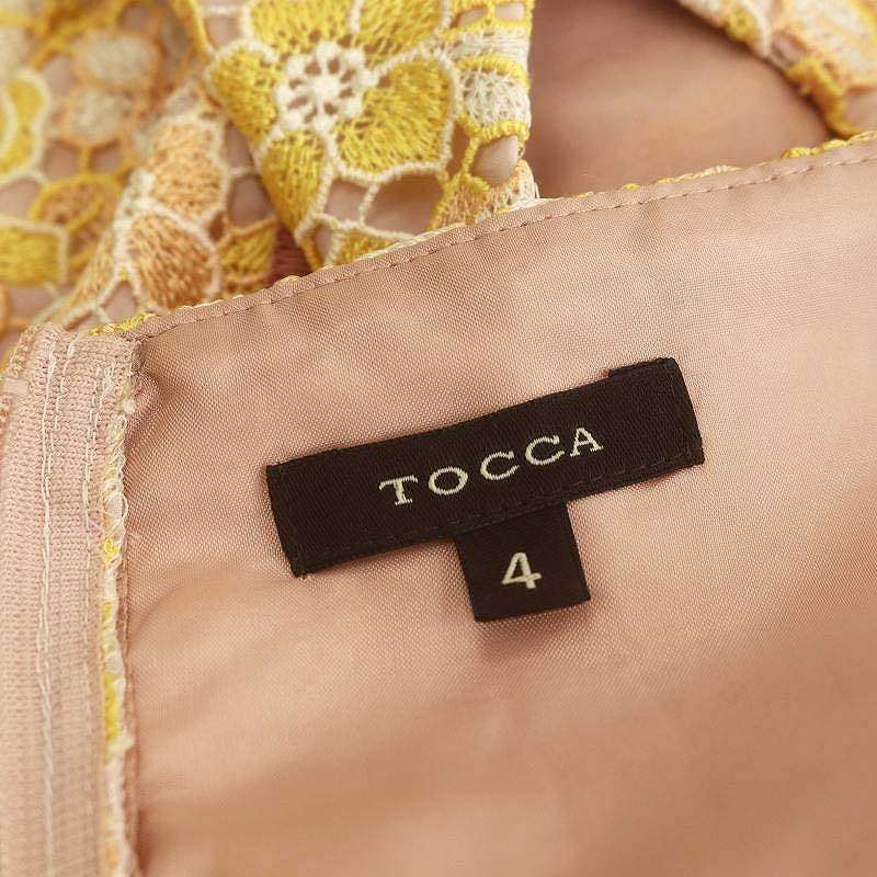 TOCCA トッカ　レースノースリーブワンピース　イエロー　4 トッカ TOCCA ケミカルレース ワンピース ひざ丈 ノースリーブ 4