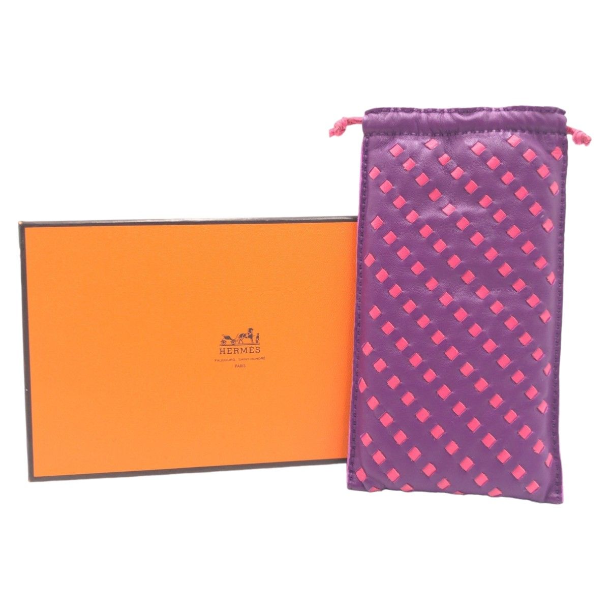美品 HERMES エルメス ポシェット ピロー パープル ピンク レザー 