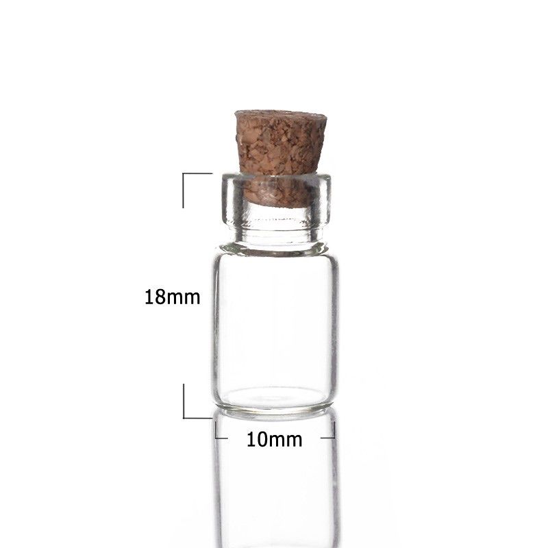 102》コルク栓付き ミニガラスボトル 約18×1センチ 10個 ミニチュア