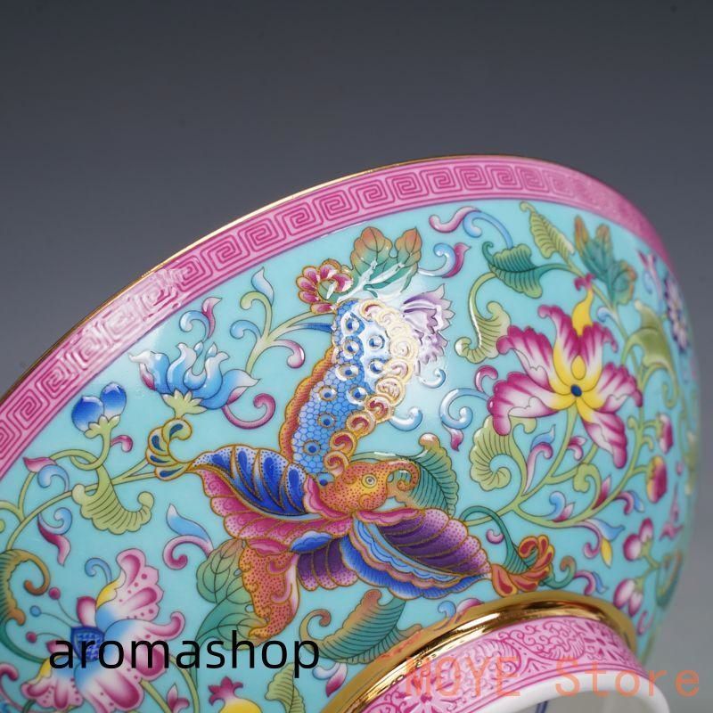 清乾隆磁器琺瑯彩花卉蝶碗 景徳鎮 陶磁器 装飾品 現代工芸品 美術品 置物 清乾隆磁器琺瑯彩花卉蝶碗 景徳鎮 陶磁器 装飾品 現代工芸品