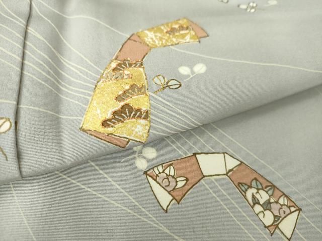 平和屋着物○訪問着 友禅 駒刺繍 流水風景文 暈し染め 金糸 金彩 鬼