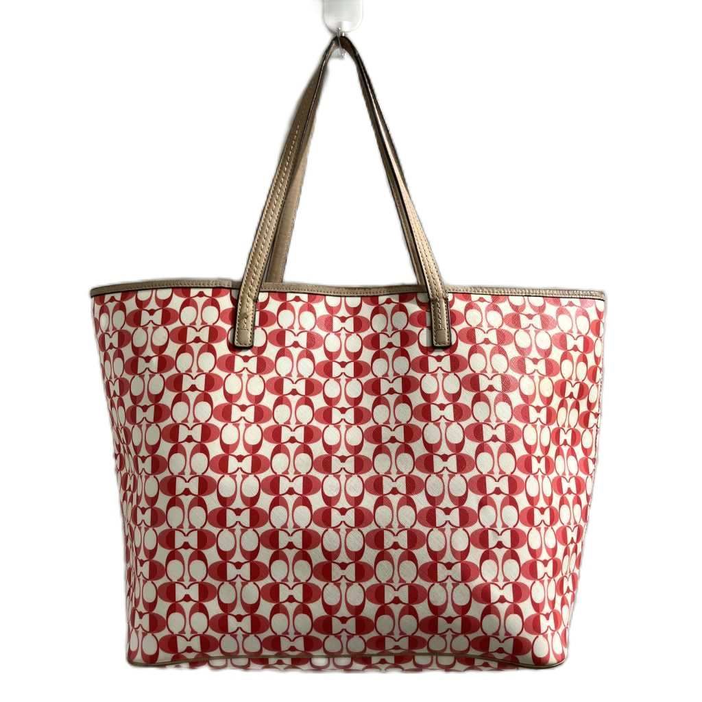 コーチ COACH トートバッグ シグネチャー ピンク 白 ホワイト