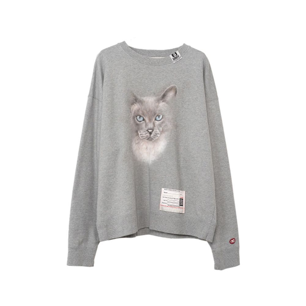 【Maison MIHARA YASUHIRO/メゾン ミハラヤスヒロ】Cat Printed Sweatshirt - GRAY / プルオーバー スウェット / A13PO662【送料無料】