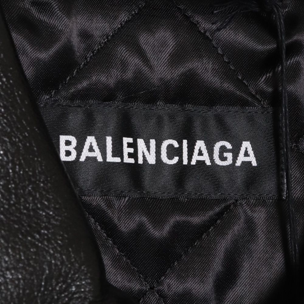 未使用 BALENCIAGA ロゴ ショート レザーバイカージャケット - メルカリ