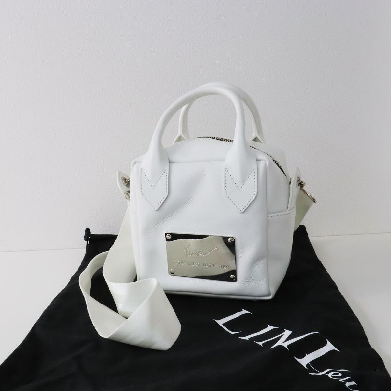 LIMI feu リミフゥ ヨウジヤマモト Matte Oil Leather Square Bag プレート付き  レザーショルダーバッグ/ホワイト【2400013466059】