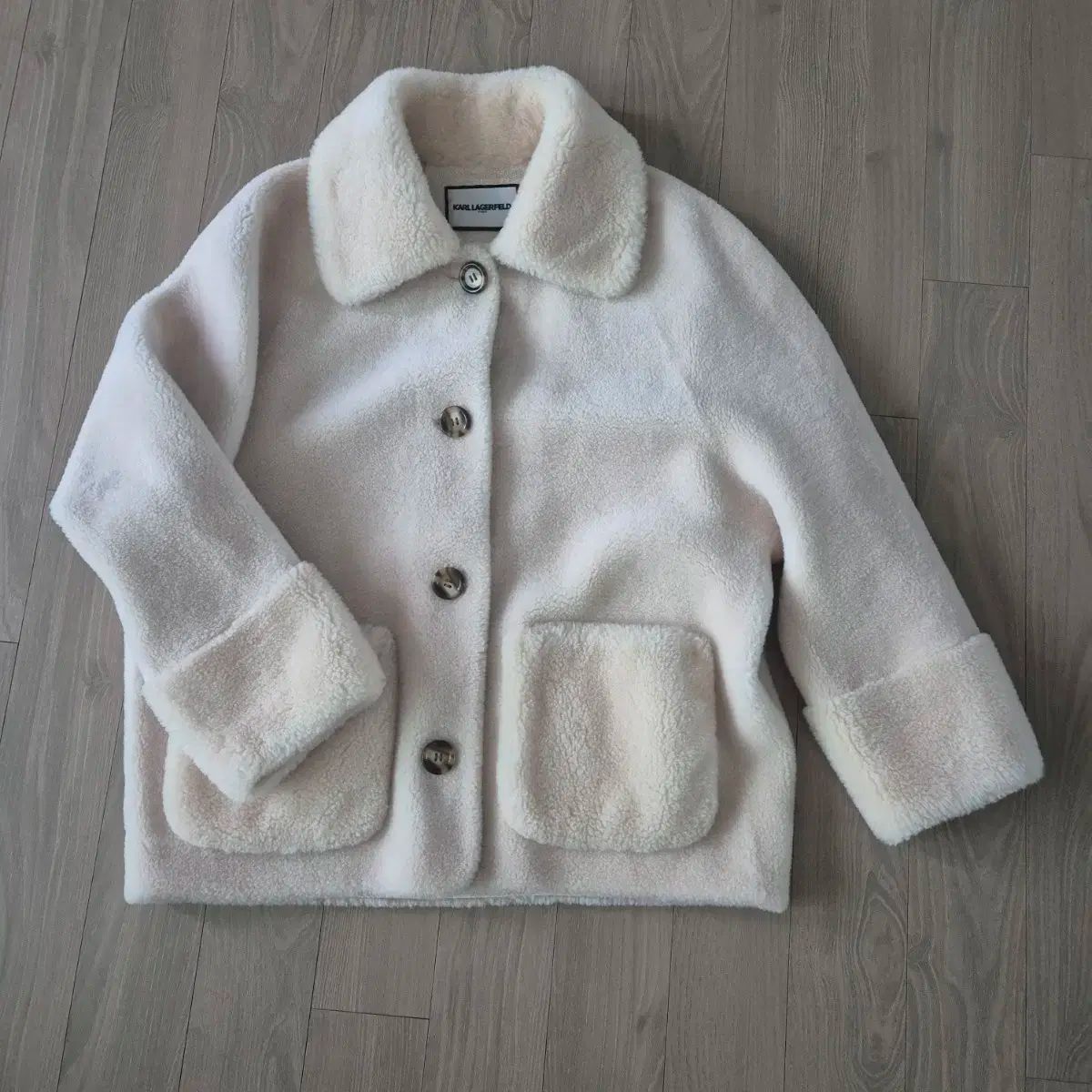 カールラガーフェルド ボア ジャケット アイボリー 55
