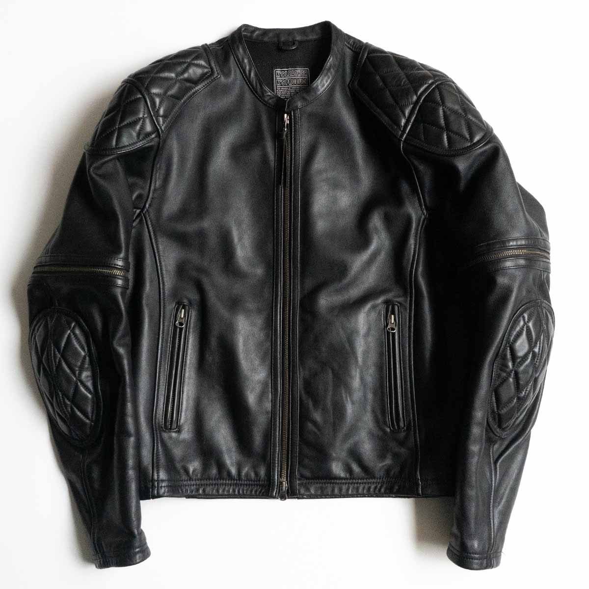 |ビッグサイズ K S LEATHER by KADOYA パデット シングルライダースジャケット LL レザー ブラック カドヤ 牛革 25050420