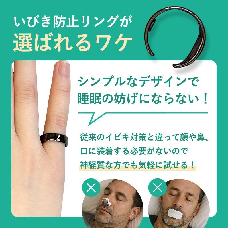 ブラック いびき防止リング イビキ 鼾 騒音 対策 グッズ 指 いびき