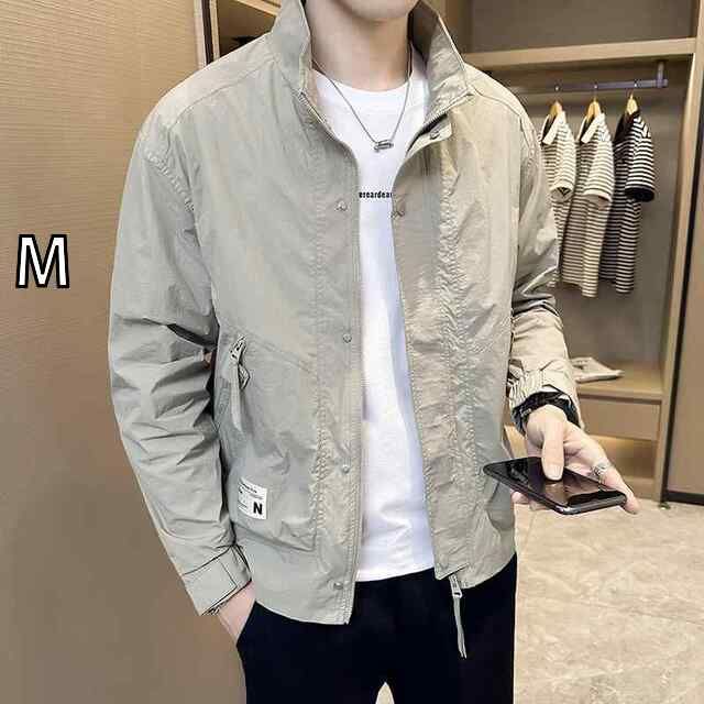 [M]メンズ  服 シンプル ファッション オシャレ 大人 かっこいい 大きいサイズ ストリート 紳士服 スタンドカラー ジャケット 薄手 ソリッドカラー トップス