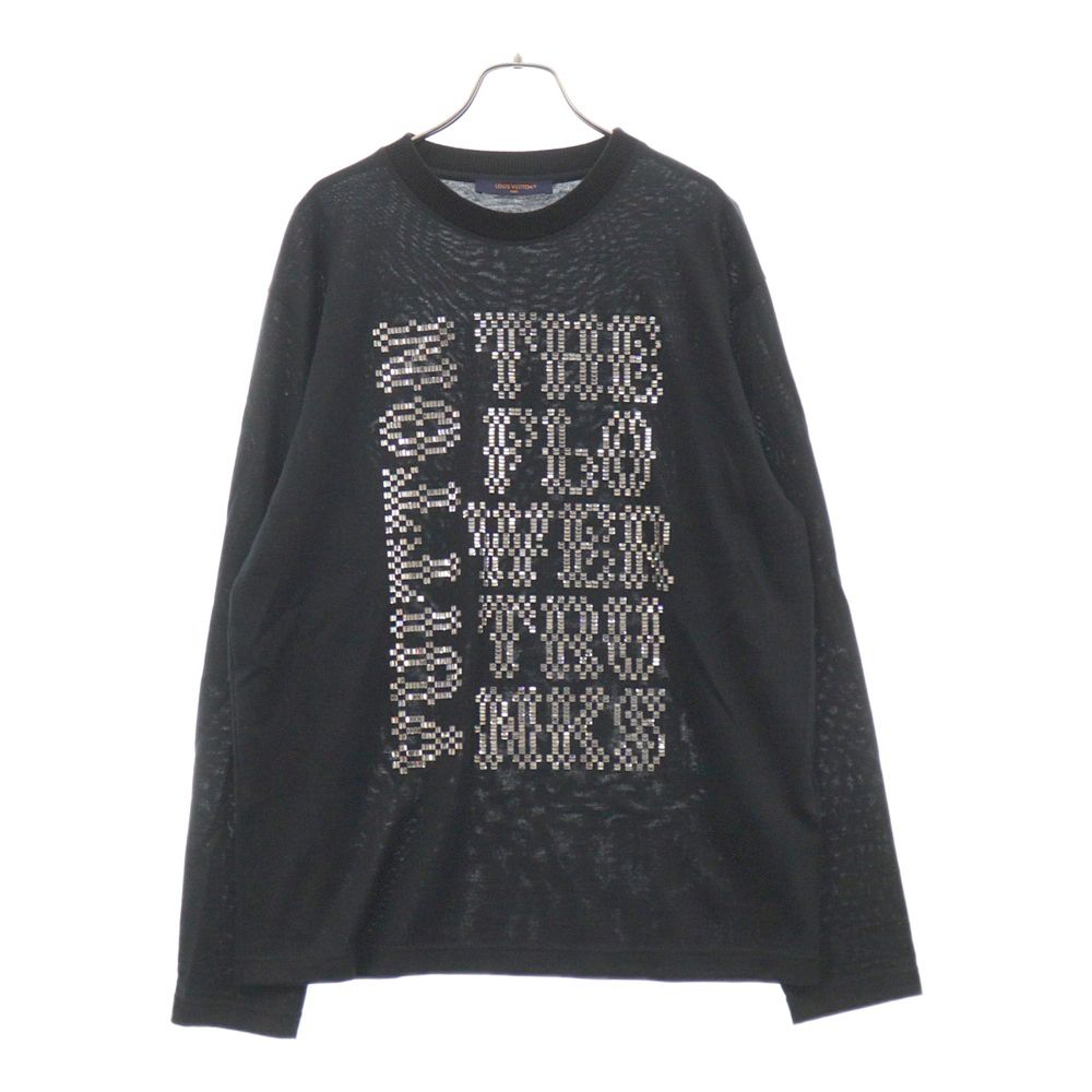 LOUIS VUITTON (ルイヴィトン) 24SS エンベリッシュドロングスリーブカットソー ロンT 長袖カットソー 長袖Tシャツ ラインストーン ブラック RM241M SQ6 HQY34W