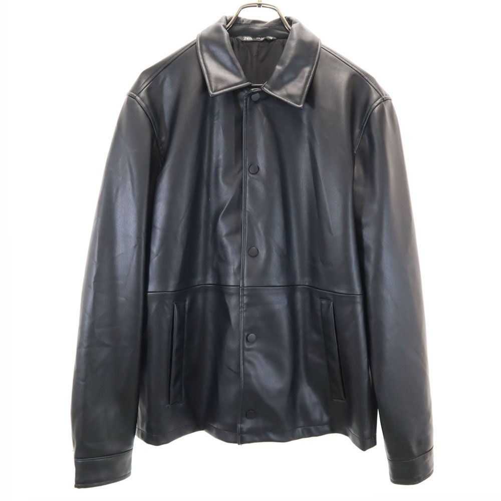 ザラ フェイク レザージャケット M ブラック ZARA メンズ