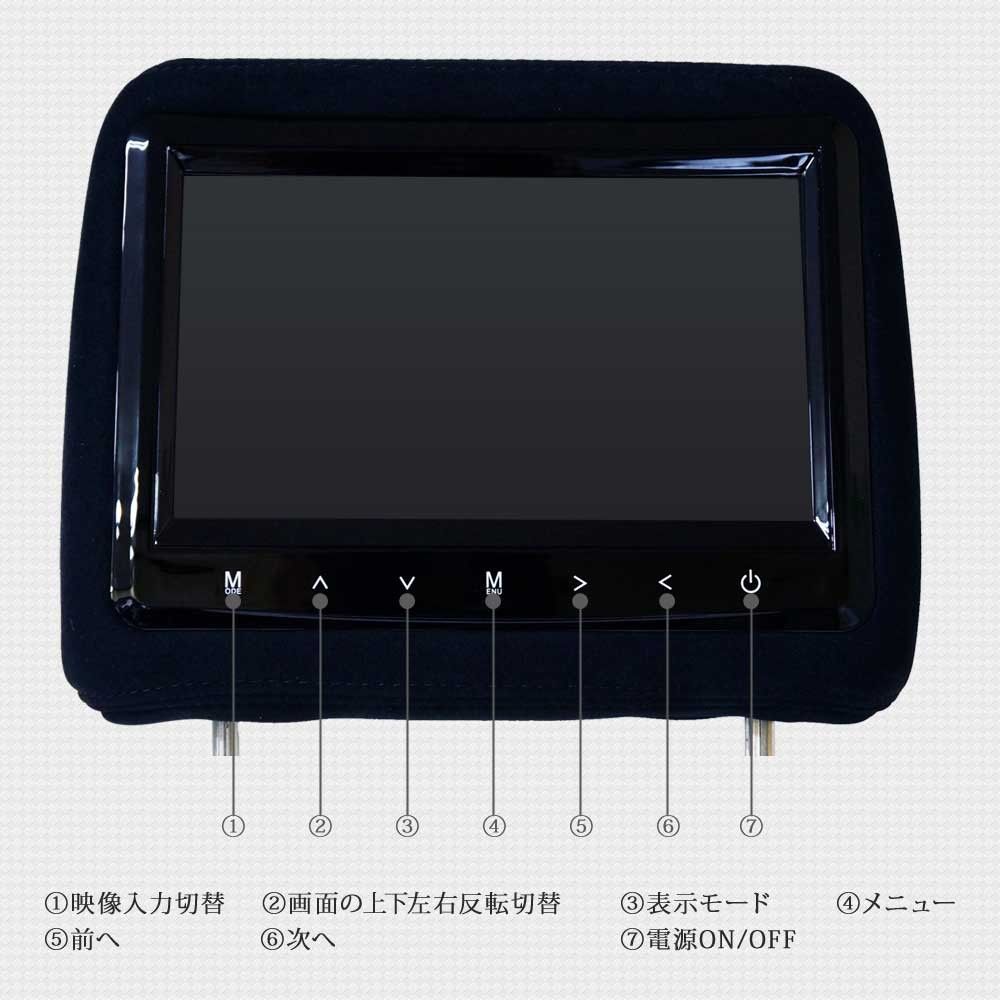 ヘッドレストモニター 9インチ 2個 映像分配器 セット 日本製 モケット 