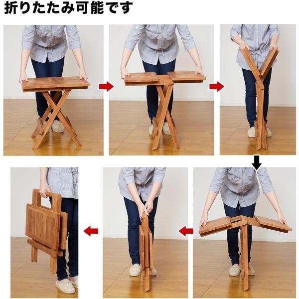 新品 クロシオ 55000 チークテーブル 折りたたみ式 アウトドアテーブル