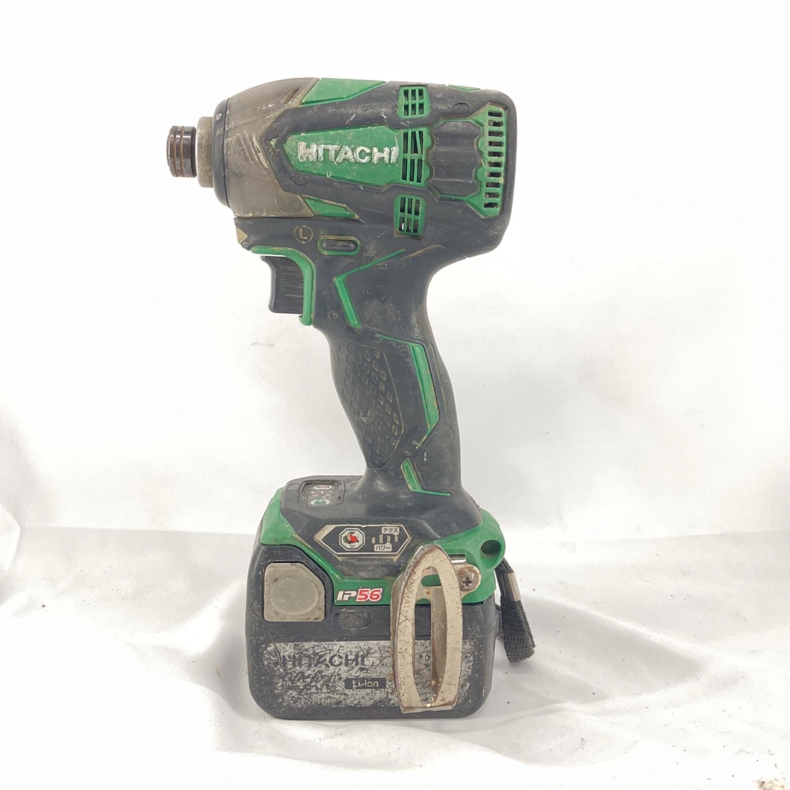 HITACHI 日立 インパクトドライバ 充電器 充電池2個 ケース付 コードレス式 14.4v WH14DDL2 グリーン