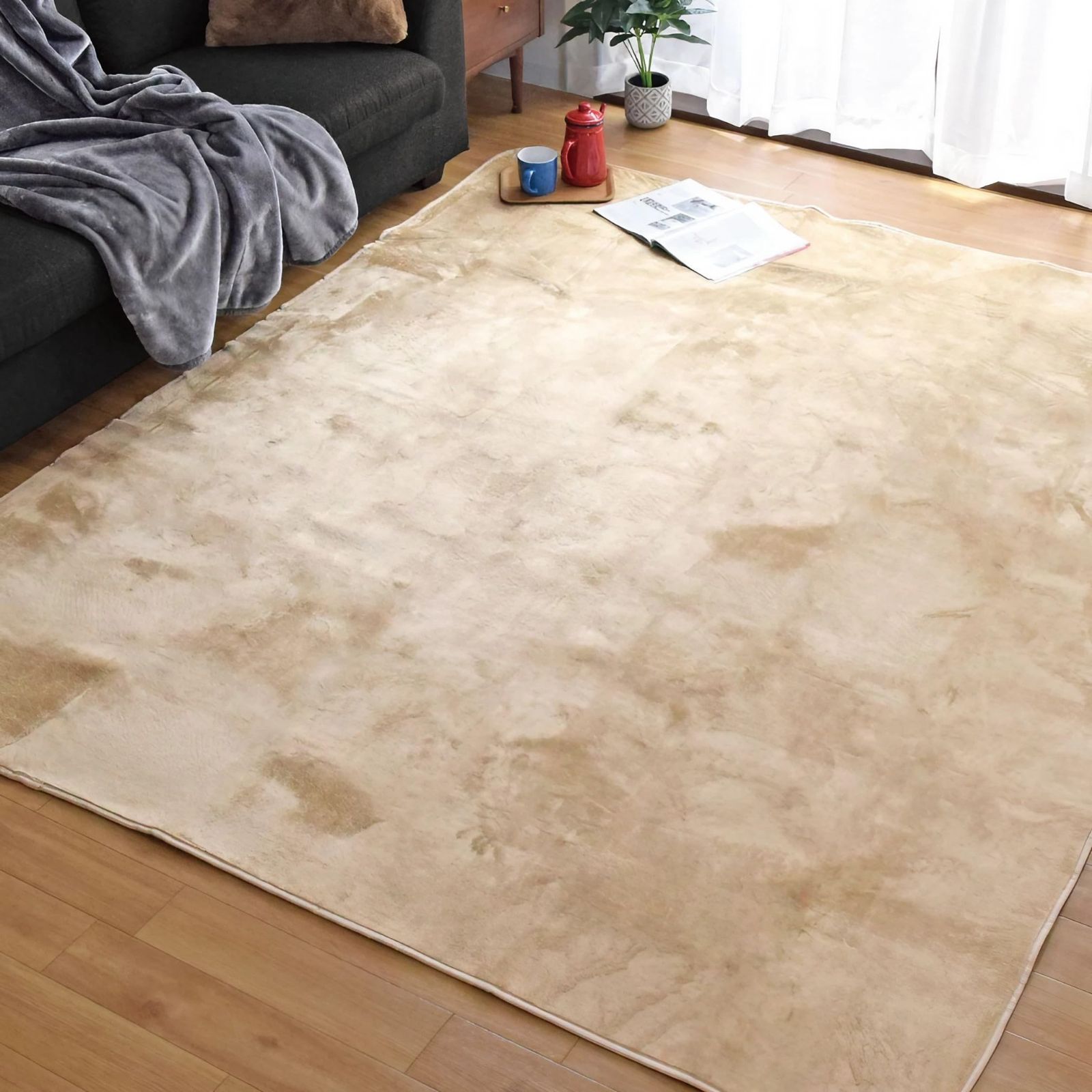 Size 200 x 240 cm 長方形 _Color ベージュ Storepocket ラグ カーペット ラグマット 洗える 3畳 おしゃれ 抗菌 防臭 防ダニ 約 200×240 cm ベージュ 無地 ホットカーペットカバー ホットカーペット対応 床暖