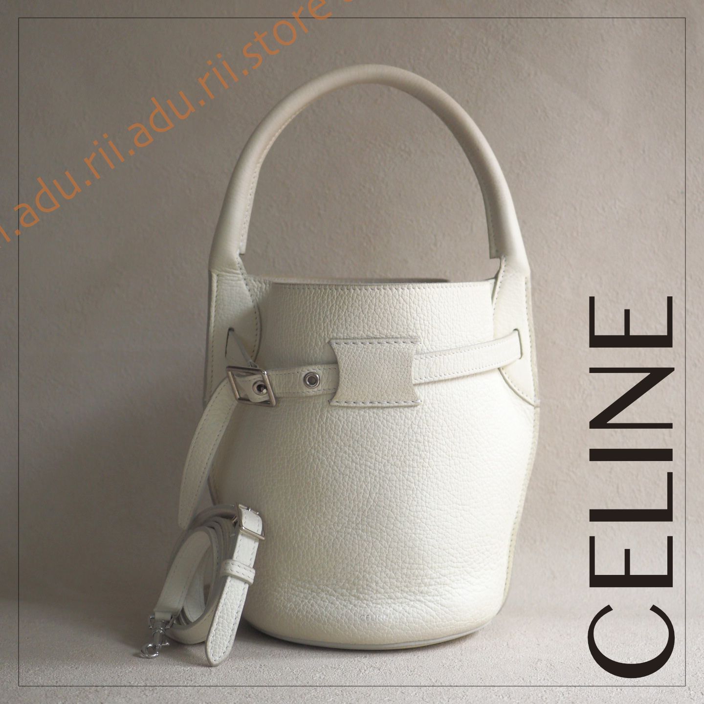 CELINE ホワイト バケツ型ショルダーバッグ