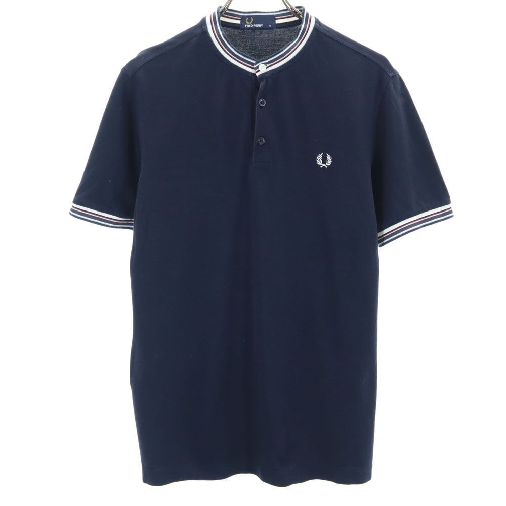 フレッドペリー 半袖 ポロシャツ M ネイビー FRED PERRY 鹿の子 メンズ 古着 【240504】
