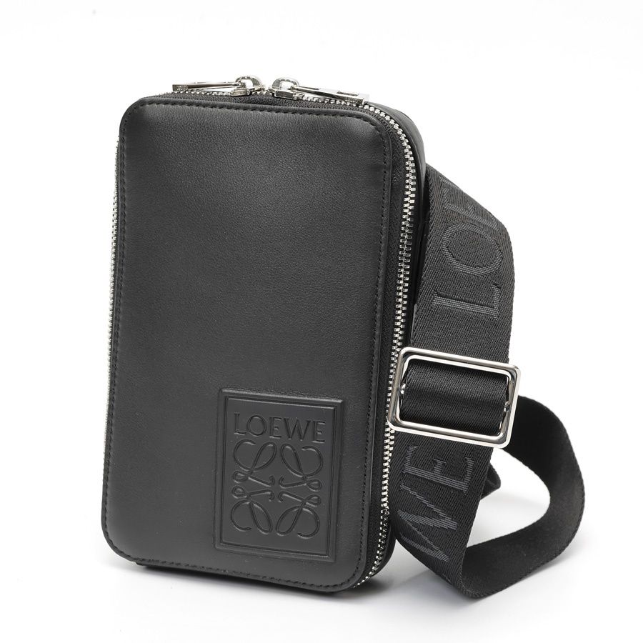 ロエベ | LOEWE バーティカル クロスボディポケット | ショルダーバッグ C565S59X01 サテンカーフ レザー ブラック 商品番号 S-159328