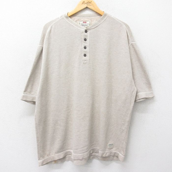 XL/古着 リーバイス Levis 半袖 ビンテージ Tシャツ メンズ 00s 無地 大きいサイズ ヘンリーネック ベージュ カーキ spe 24jul18 中古